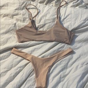 Nude/Pink Thong Bikini Set w/ adjustable strap top